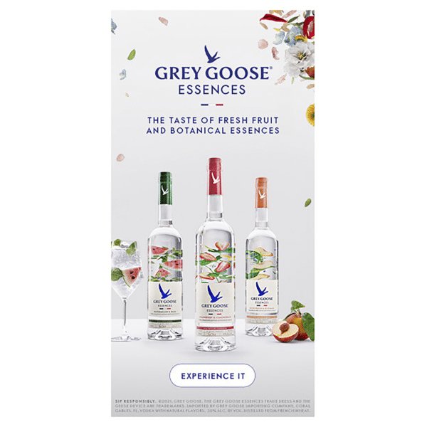 GREY GOOSE ESSENCES WHITE PEACH & R/MARY : 750 ml